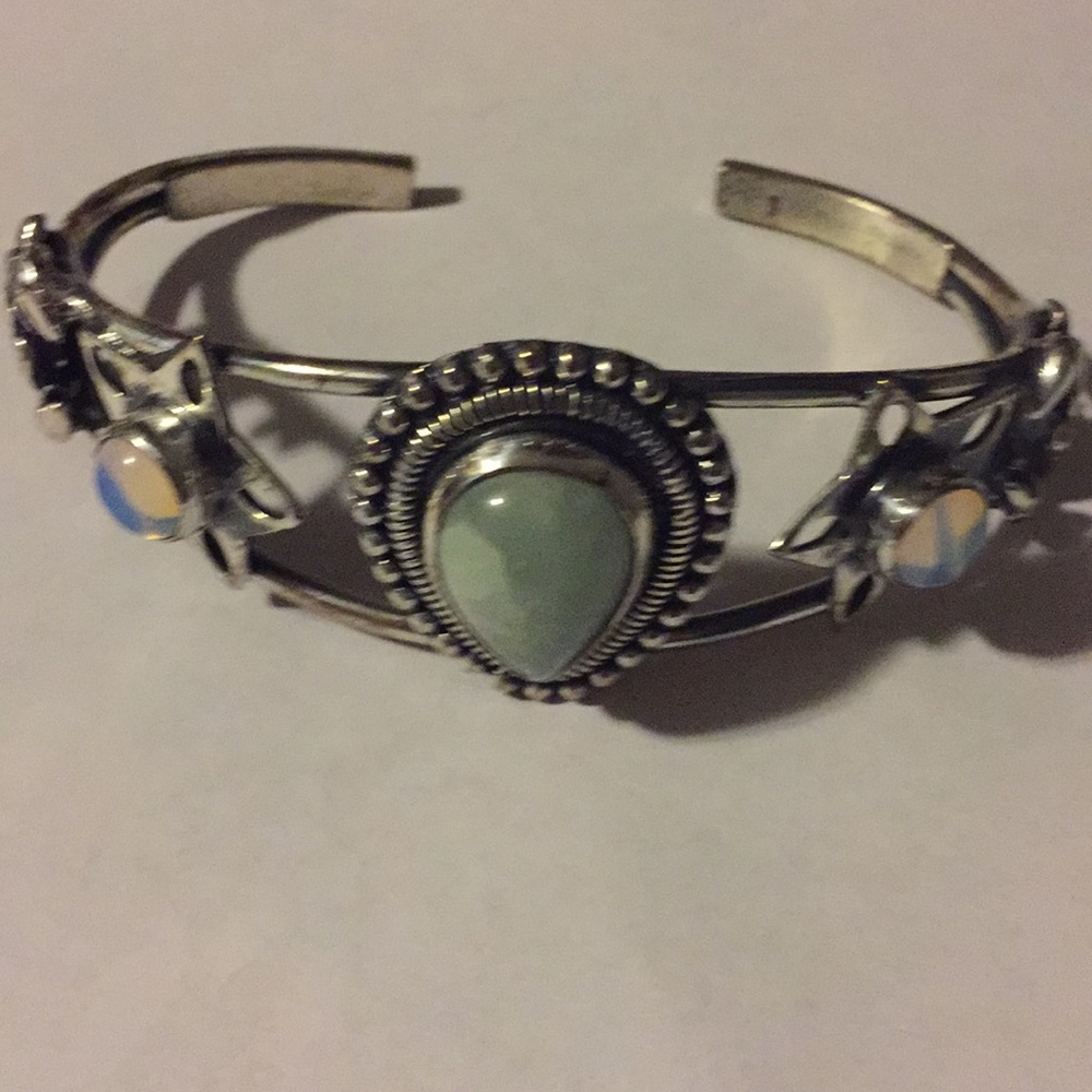SS Larimar and Moonstone cuffed bracelet